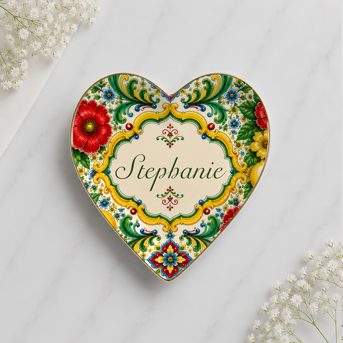 Mediterranean Style & Majolica Print La Dolce Vita - Personalized Jewelry Dish-Myprintsy