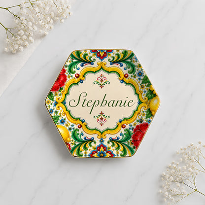 Mediterranean Style & Majolica Print La Dolce Vita - Personalized Jewelry Dish-Myprintsy