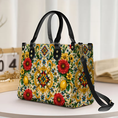 Mediterranean Style & Majolica Print La Dolce Vita - Personalized Leather Bag & Wallet Set-Myprintsy