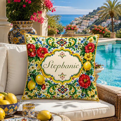 Mediterranean Style & Majolica Print La Dolce Vita - Personalized Pillow-Myprintsy