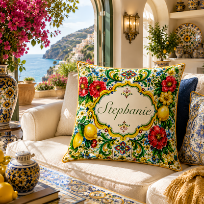 Mediterranean Style & Majolica Print La Dolce Vita - Personalized Pillow-Myprintsy
