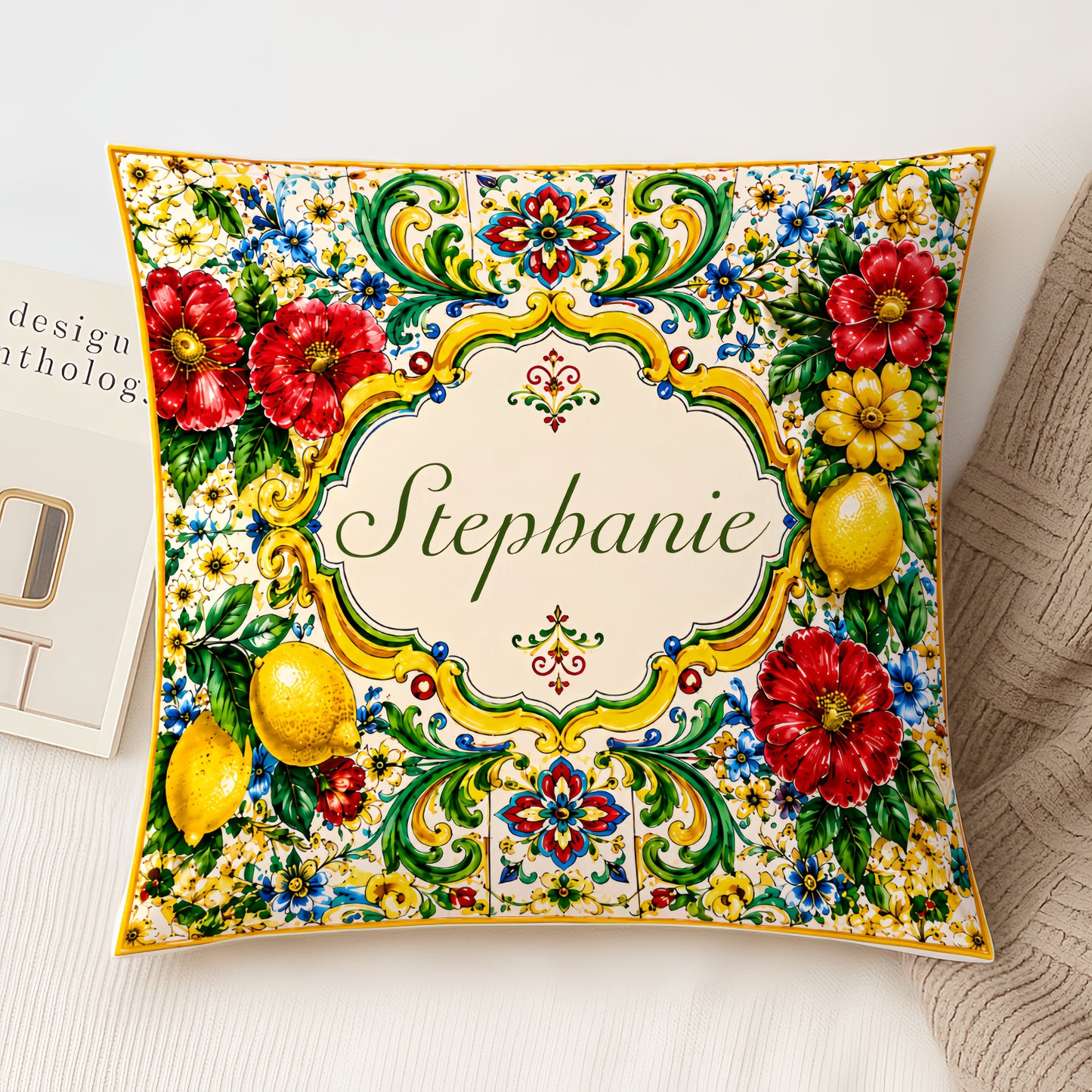 Mediterranean Style & Majolica Print La Dolce Vita - Personalized Pillow-Myprintsy