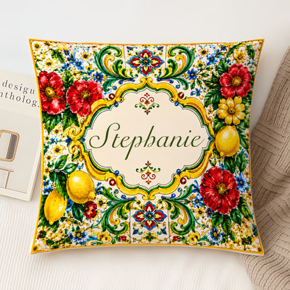 Mediterranean Style & Majolica Print La Dolce Vita - Personalized Pillow-Myprintsy
