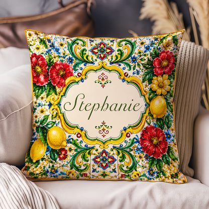 Mediterranean Style & Majolica Print La Dolce Vita - Personalized Pillow-Myprintsy