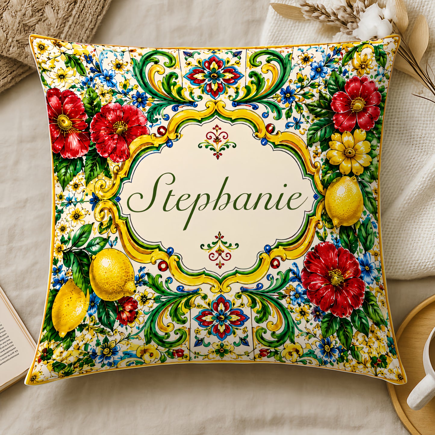Mediterranean Style & Majolica Print La Dolce Vita - Personalized Pillow-Myprintsy