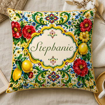 Mediterranean Style & Majolica Print La Dolce Vita - Personalized Pillow-Myprintsy