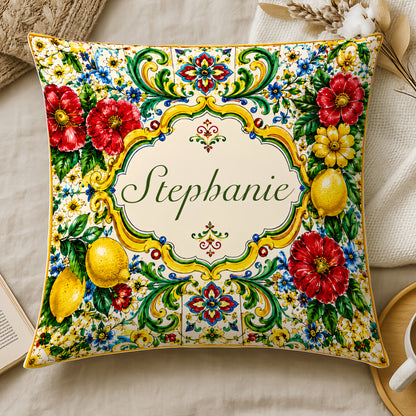 Mediterranean Style & Majolica Print La Dolce Vita - Personalized Pillow-Myprintsy