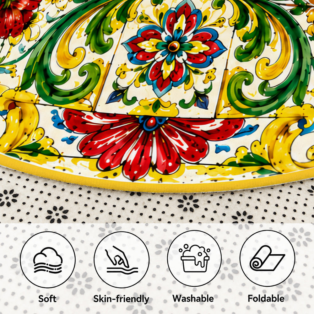 Mediterranean Style & Majolica Print La Dolce Vita - Personalized Round Rug-Myprintsy