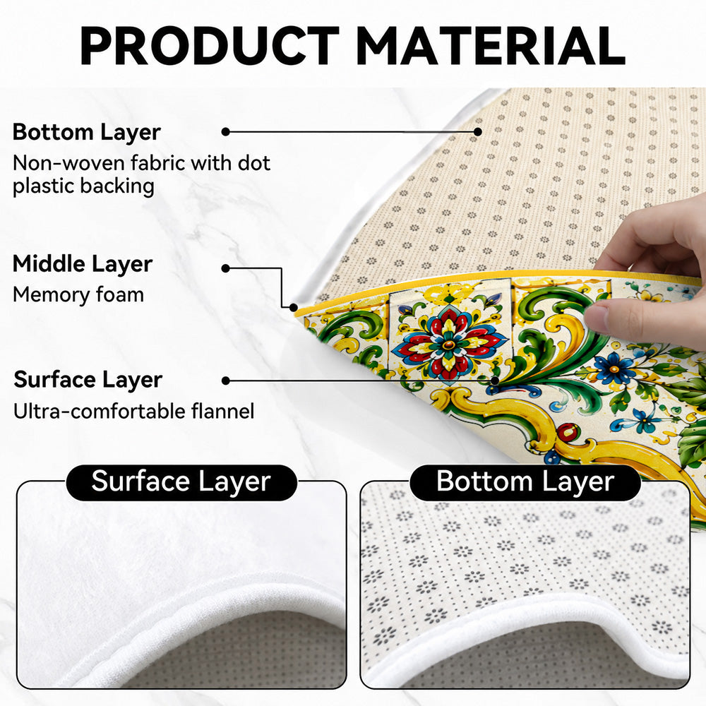Mediterranean Style & Majolica Print La Dolce Vita - Personalized Round Rug-Myprintsy