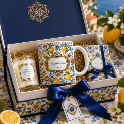 Mediterranean Style & Majolica Print - Personalized Accent Mug - Travelling Tumbler-Myprintsy