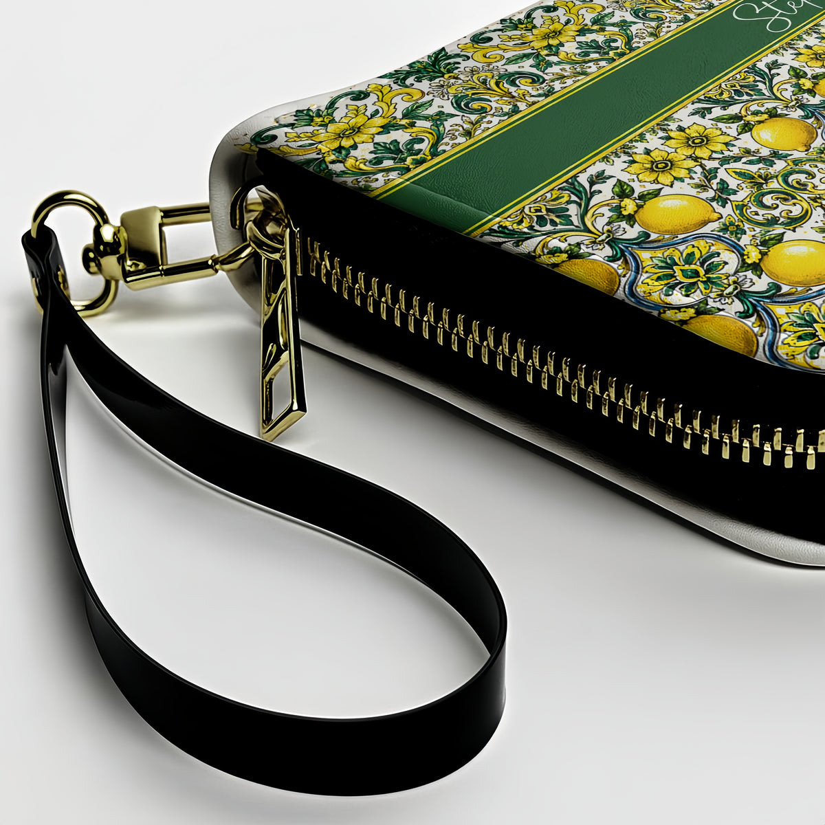 Mediterranean Style & Majolica Print Sun-Kissed Limoncello - Personalized Leather Bag & Wallet Set-Myprintsy