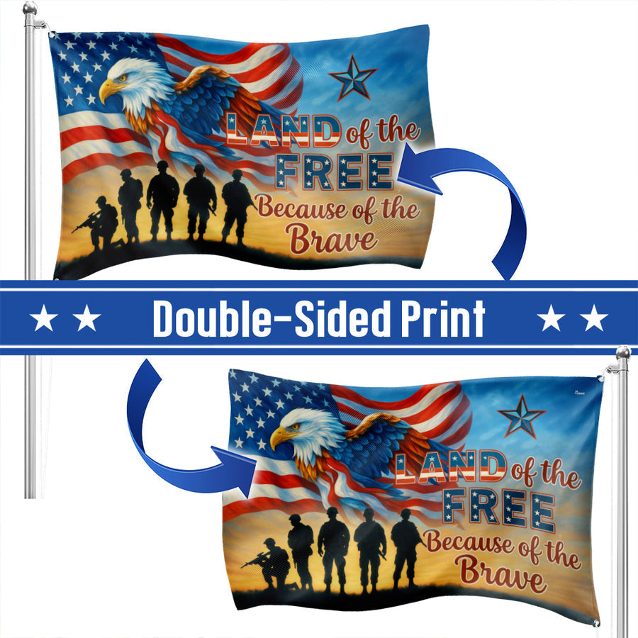 Memorial Day Eagle Land Of The Free Veteran Grommet Flag-Myprintsy