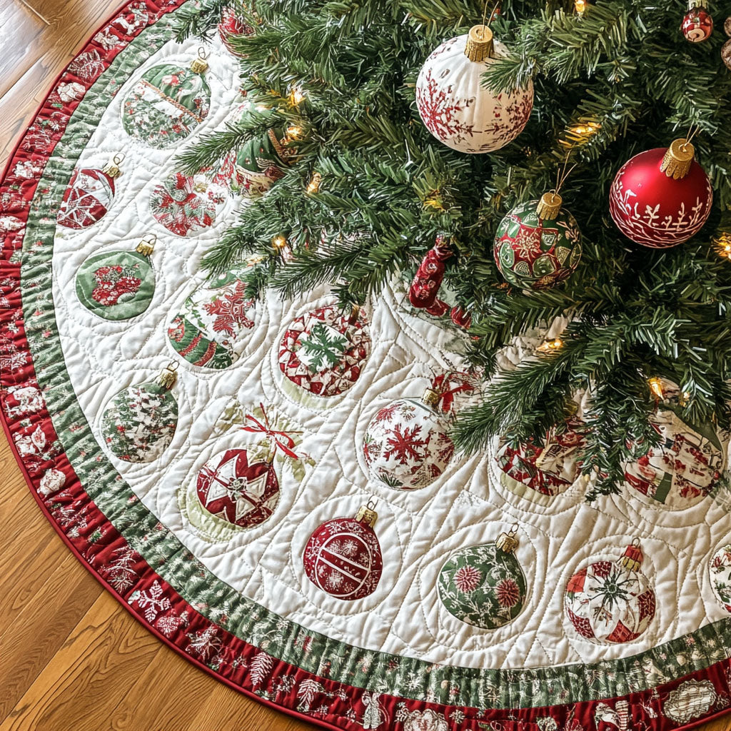 Merry Blooms Quilted Christmas Tree Skirt-Myprintsy