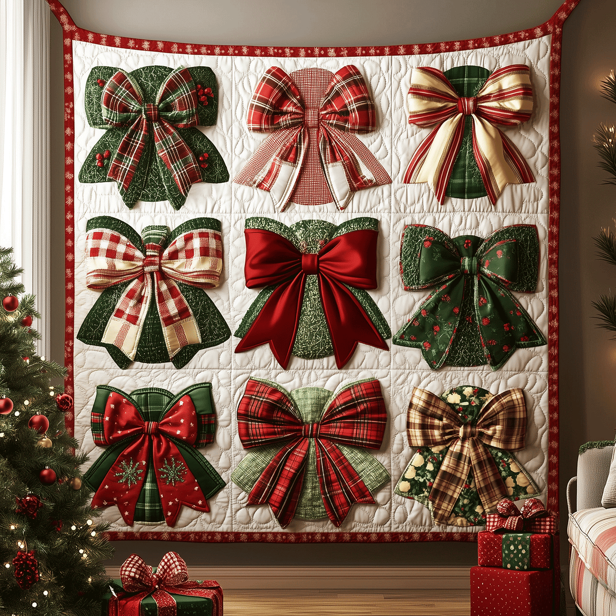 Merry Bow Magic Quilted Blanket VTQ-Myprintsy