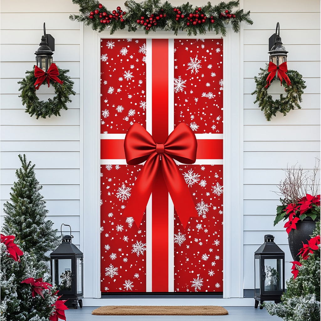 Merry Bow Quilted Door Cover VTQ-Myprintsy