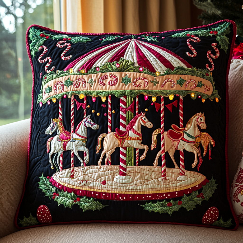 Merry Carousel Nights Quilted Pillow Case VTQ-Myprintsy