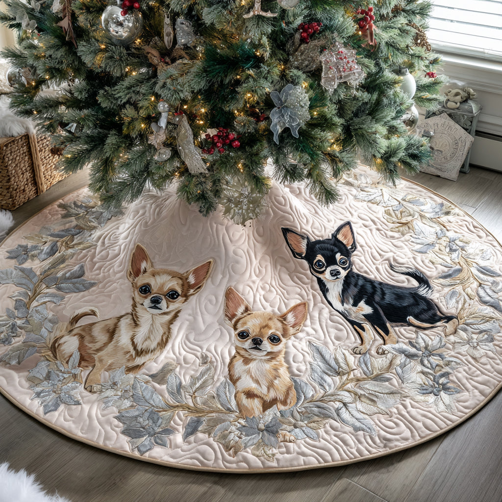 Merry Chihuahua Quilted Christmas Tree Skirt VTQ-Myprintsy