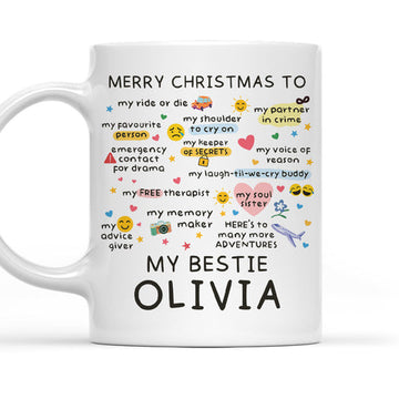 Merry Christmas To My Bestie - Personalized Coffee Mug-Myprintsy