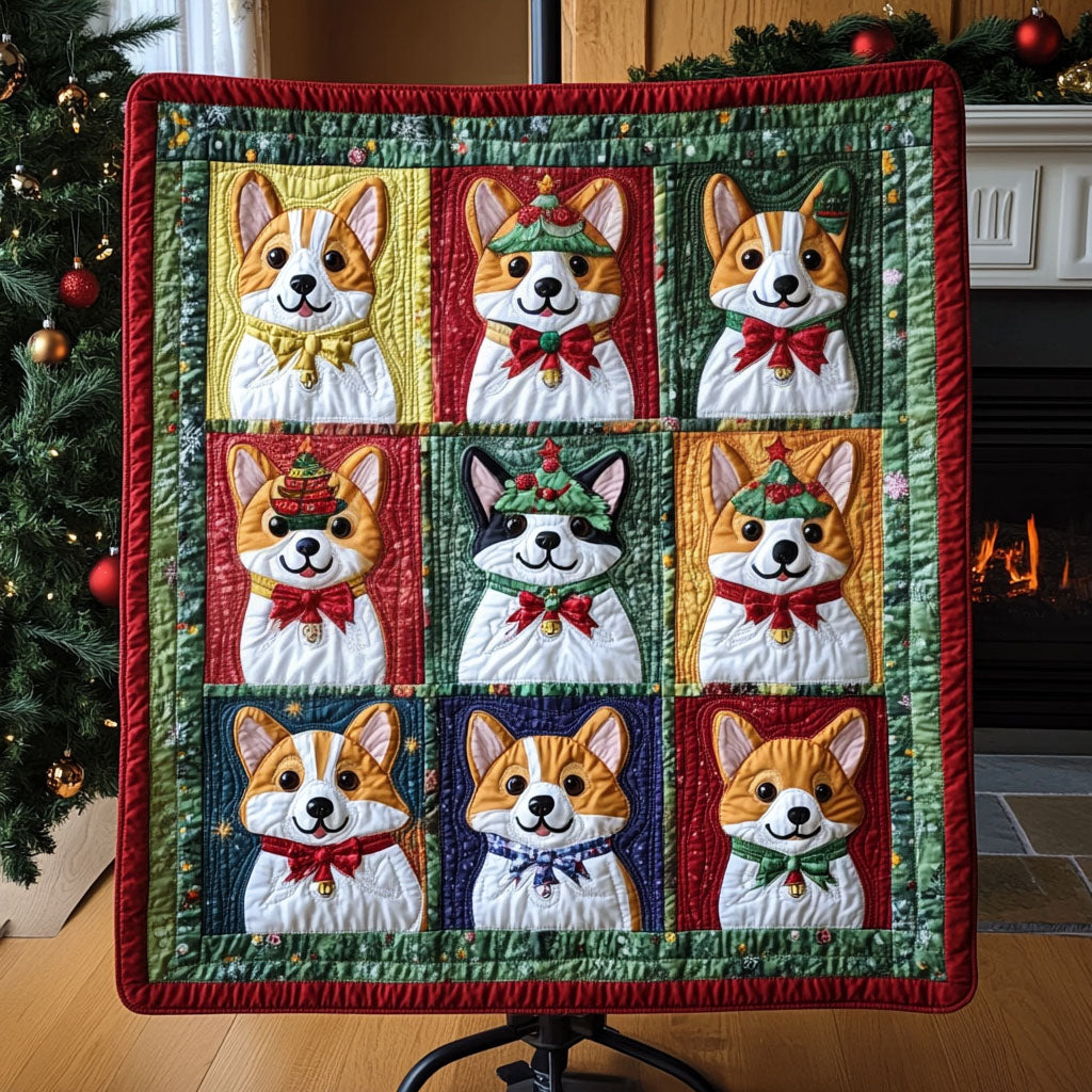 Merry Corgi Wonderland Quilted Blanket VTQ-Myprintsy