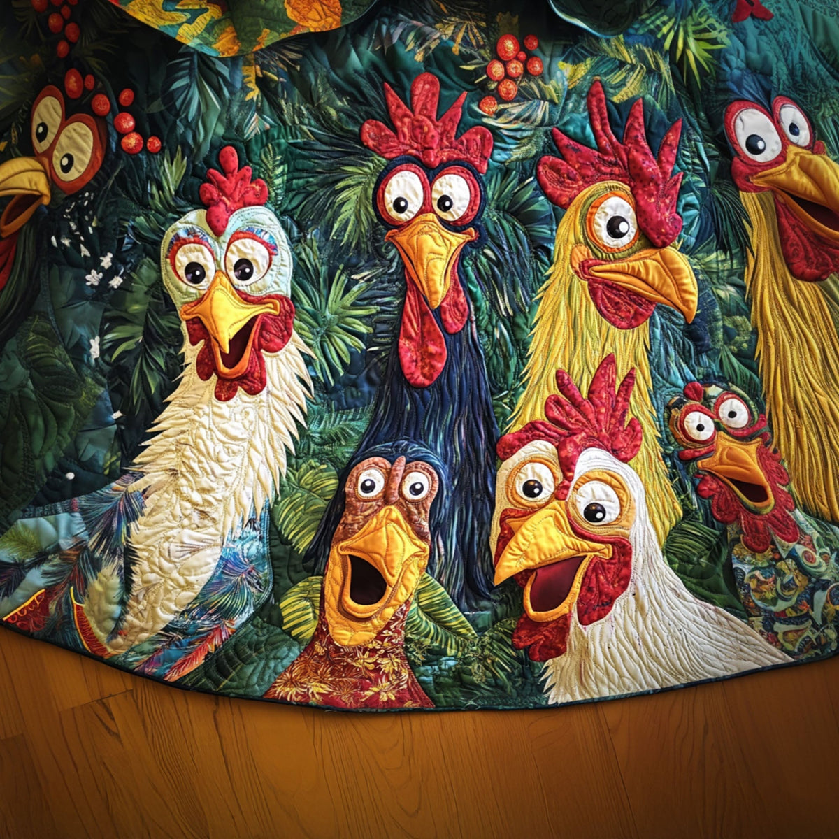 Merry Flock Quilted Christmas Tree Skirt-Myprintsy