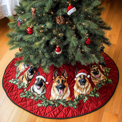 Merry German Shepherd Christmas Quilted Tree Skirt VTQ-Myprintsy