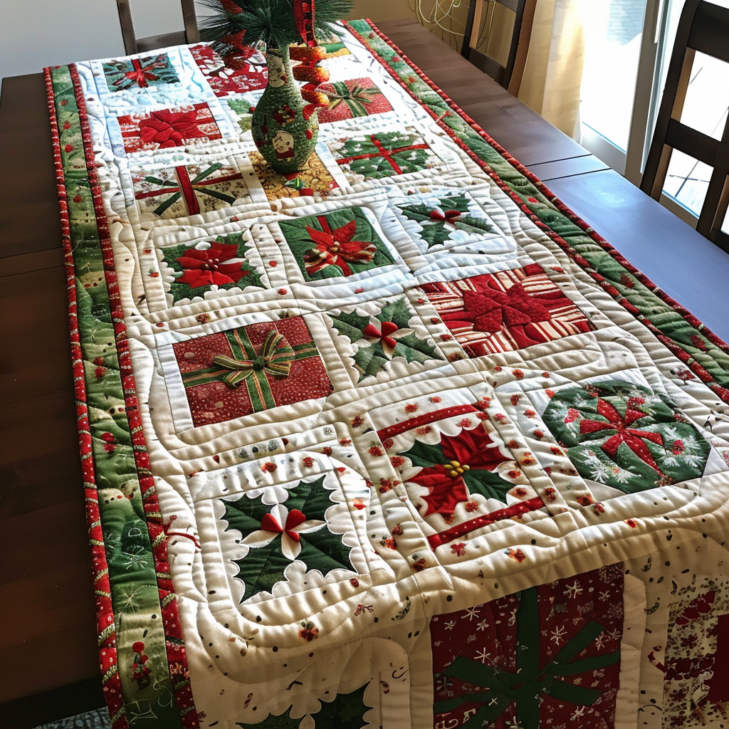 Merry Gift Quilted Table Runner VTQ-Myprintsy