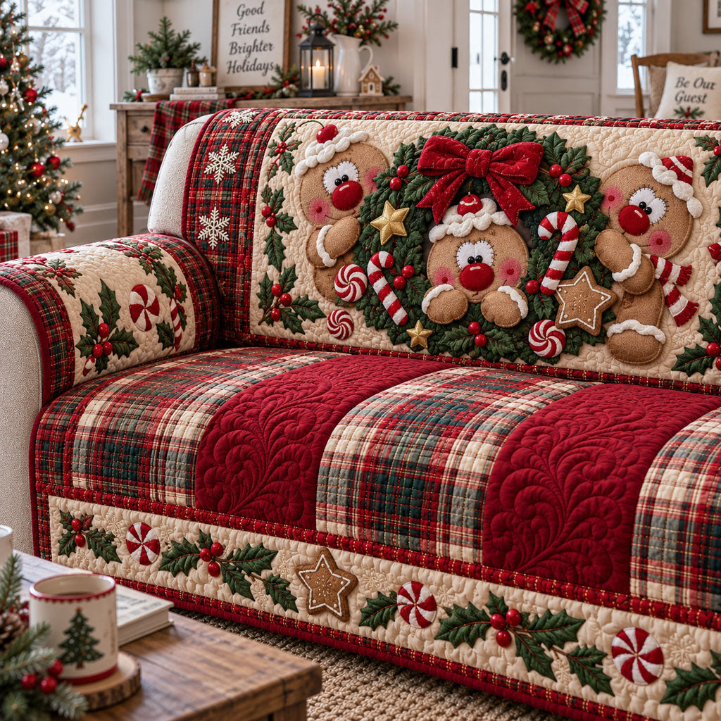 Merry Gingerbread Moments Quilted Sofa Cover VTQ-Myprintsy