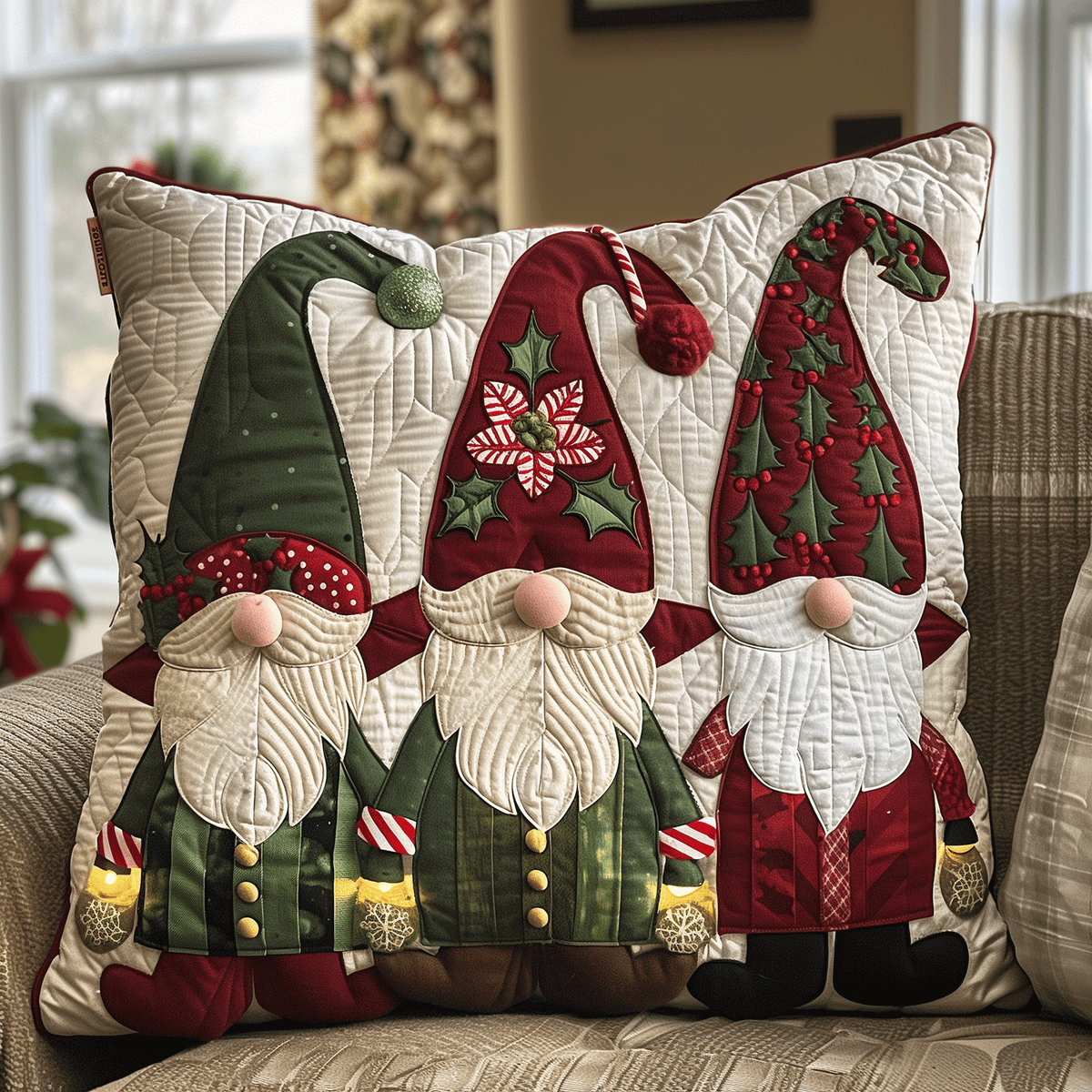 Merry Gnome-mas Quilted Pillow Case VTQ-Myprintsy
