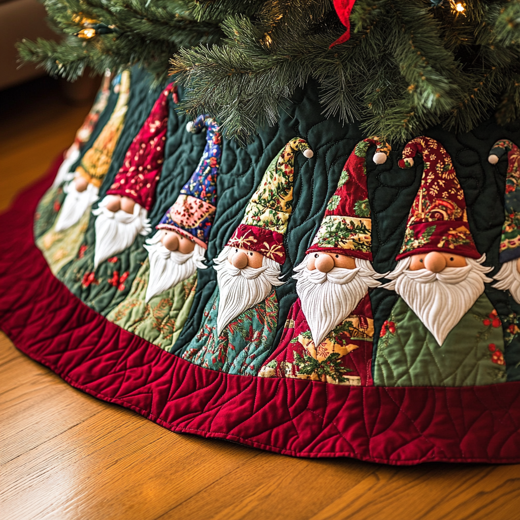 Merry Gnomes Quilted Christmas Tree Skirt VH-Myprintsy