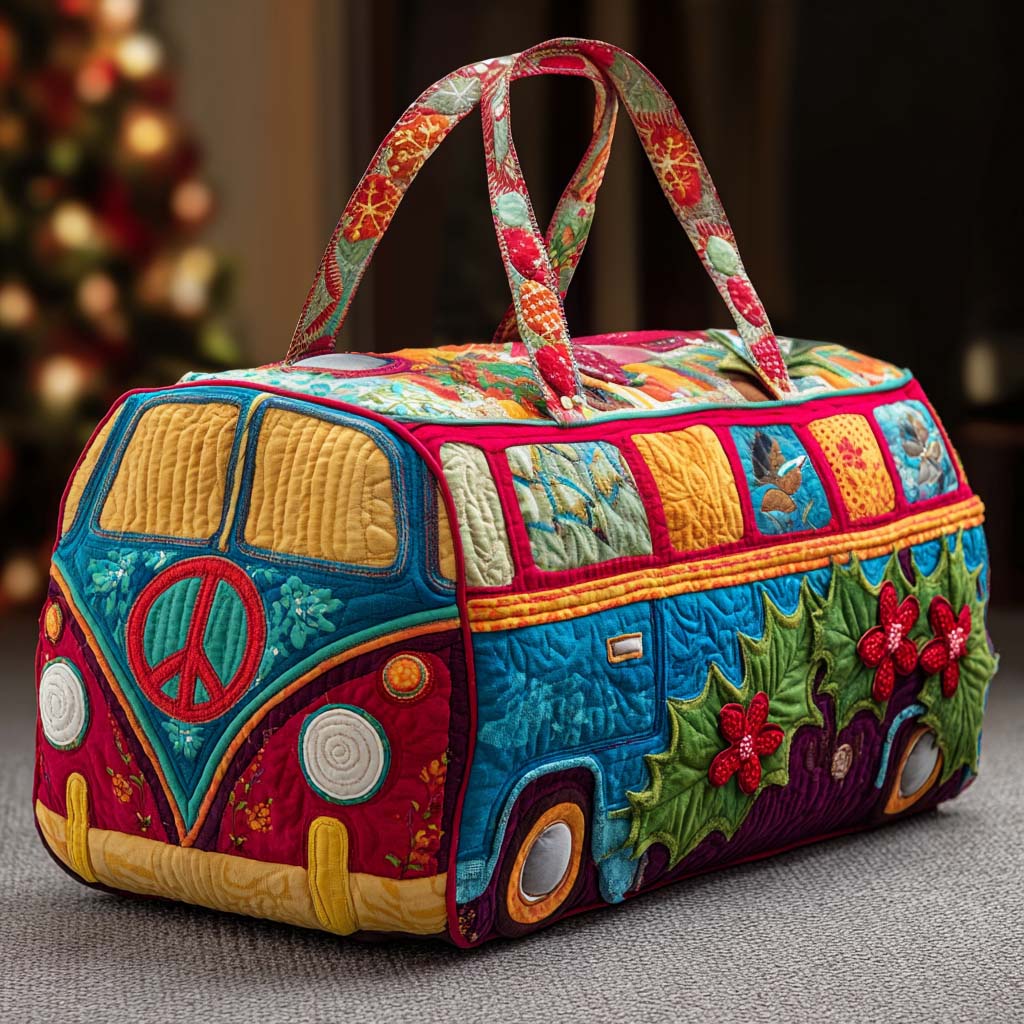 Merry Hippie Van Quilted Duffle Bag VTQ-Myprintsy