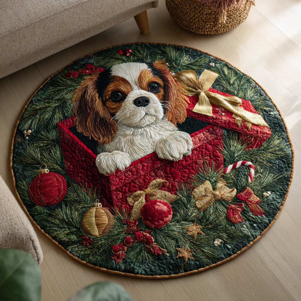 Merry King Charles Quilted Round Mat VTQ-Myprintsy