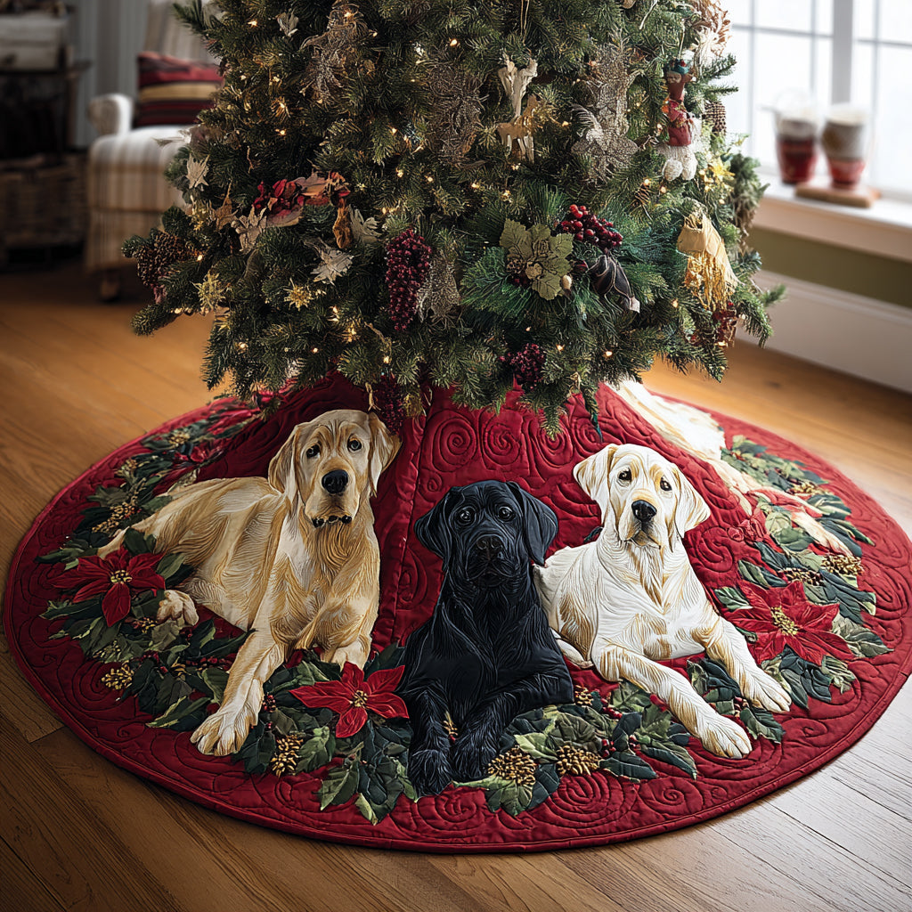 Merry Lab Moments Christmas Quilted Tree Skirt-Myprintsy