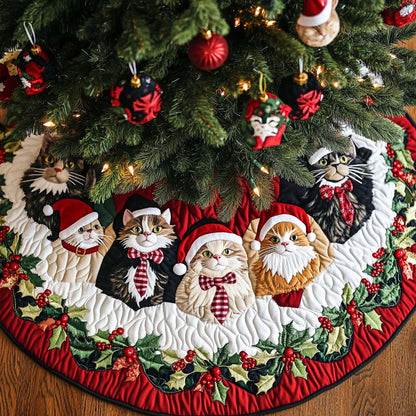 Merry Meows Christmas Quilted Tree Skirt-Myprintsy