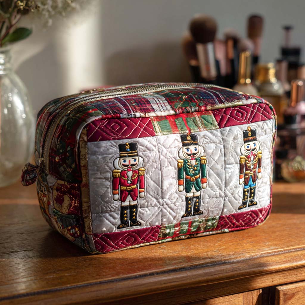 Merry Nutcracker Quilted Makeup Bag VTQ-Myprintsy