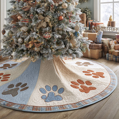 Merry Pawprints Christmas Quilted Tree Skirt-Myprintsy