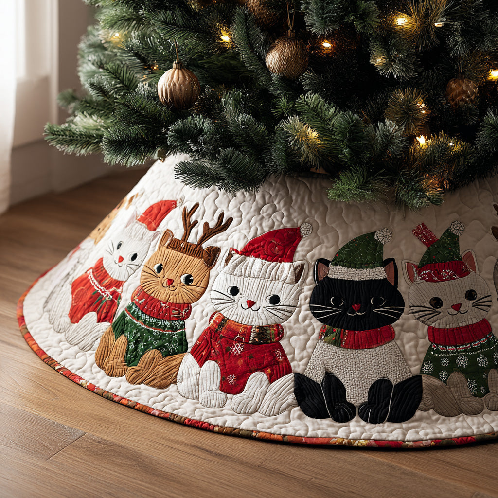Merry Paws Crew Christmas Quilted Tree Skirt-Myprintsy