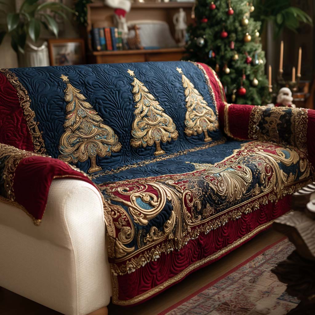 Merry Pine Scene Quilted Sofa Cover VTQ-Myprintsy