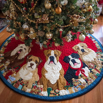 Merry Pitbull Christmas Quilted Tree Skirt-Myprintsy