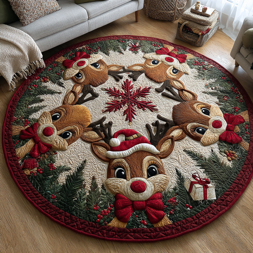 Merry Reindeer Quilted Round Mat VTQ-Myprintsy