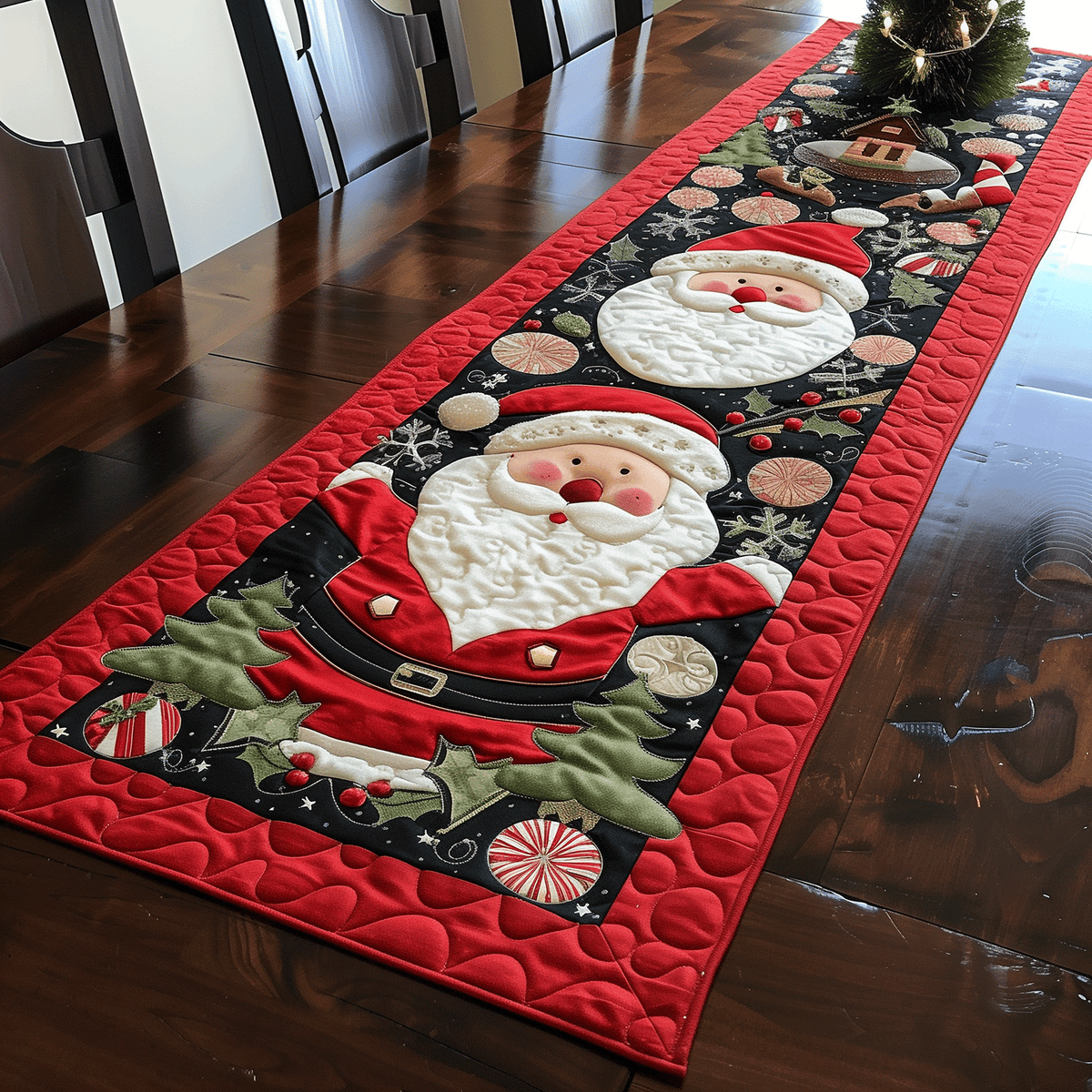 Merry Santa Claus Quilted Table Runner VTQ-Myprintsy