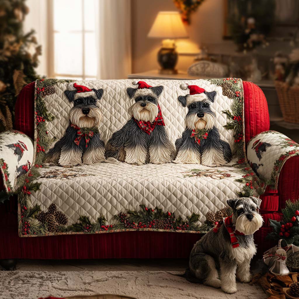 Merry Schnauzer Quilted Sofa Cover VTQ-Myprintsy