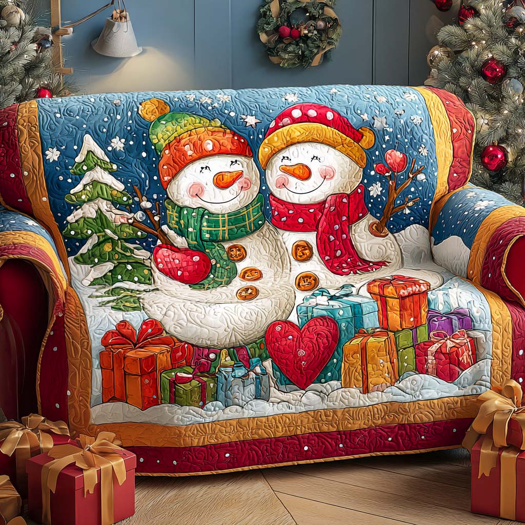 Merry Snow Couple Quilted Sofa Cover VTQ-Myprintsy
