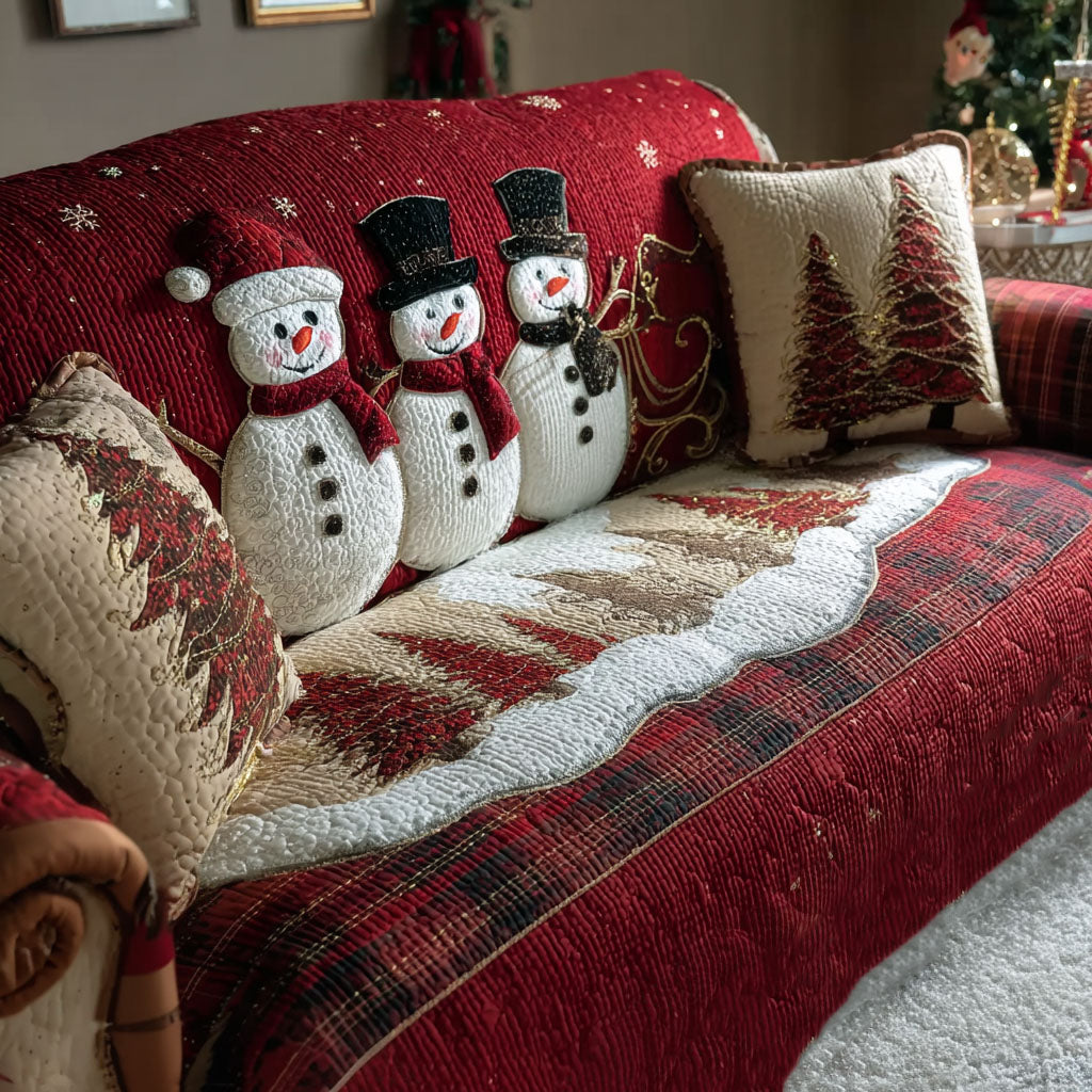 Merry Snowmen Quilted Sofa Cover VTQ-Myprintsy