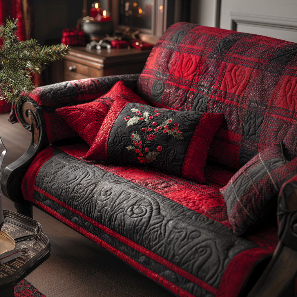 Merry Tartan Quilted Sofa Cover VTQ-Myprintsy