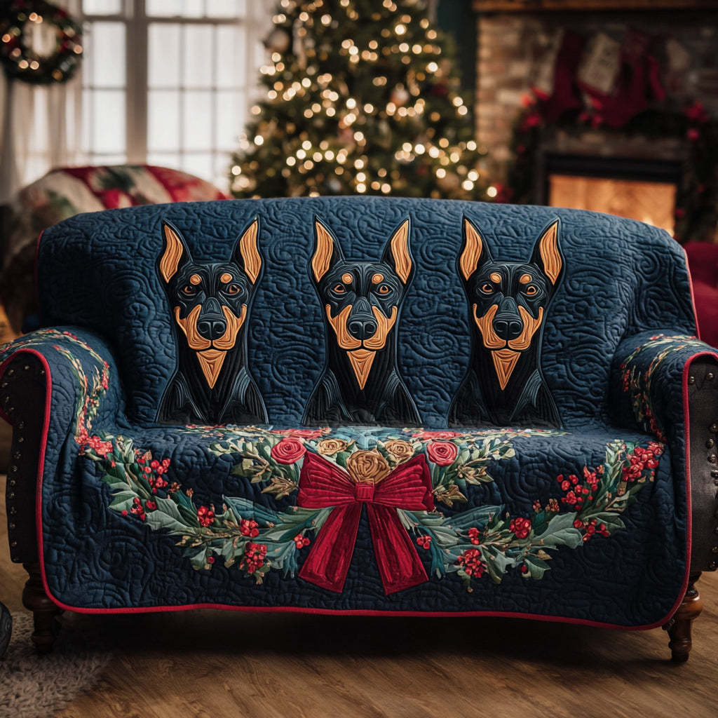 Midnight Doberman Quilted Sofa Cover VTQ-Myprintsy
