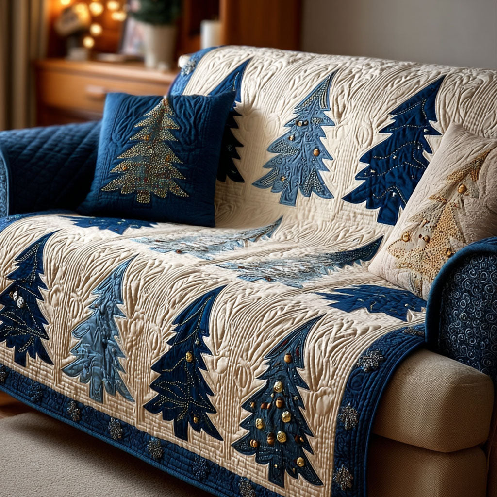 Midnight Evergreen Quilted Sofa Cover VTQ-Myprintsy