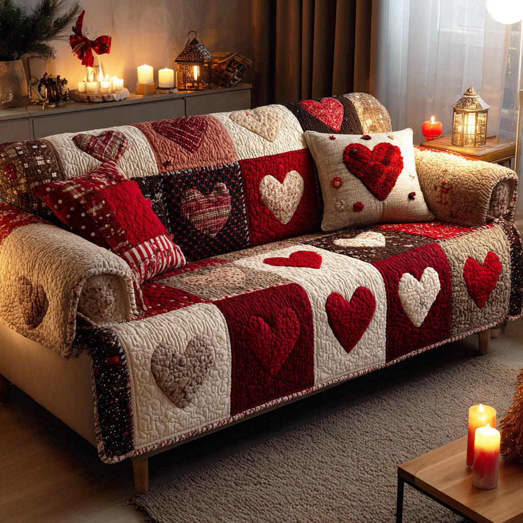 Midnight Heart Christmas Quilted Sofa Cover VTQ-Myprintsy