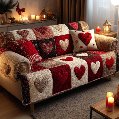 Midnight Heart Christmas Quilted Sofa Cover VTQ-Myprintsy