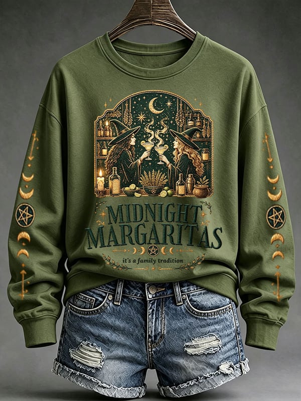 Midnight Margaritas - Halloween Witch Casual Sweatshirt-Myprintsy
