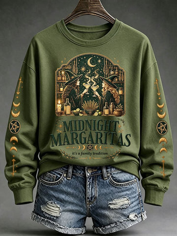 Midnight Margaritas - Halloween Witch Casual Sweatshirt-Myprintsy